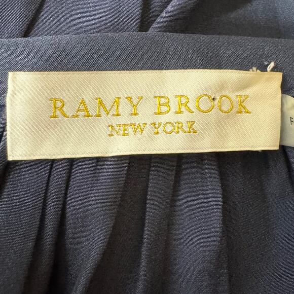 Ramy Brook Cold Shoulder Navy Blouson Satin Mini Dress Size XS - Picture 6 of 10